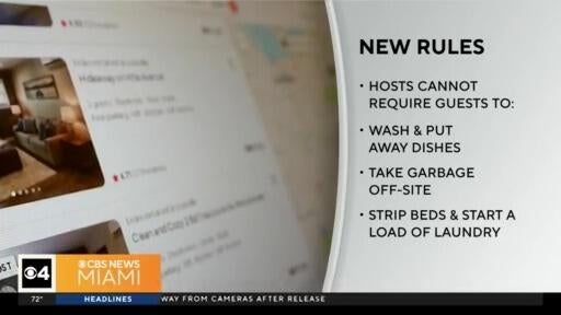 Airbnb bans hosts from requiring guests to do chores — CBS Miami, Weston Community news